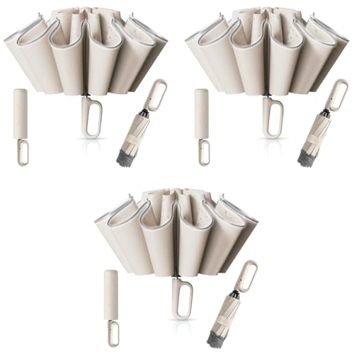 PALAY® Large Umbrella with Reflective Strip Auto 3-Fold Compact Travel Carabiner Handle Reinforced 10 Dual Ribs Sun Protection 99 UV Rain Windproof for Men Women Beige 3Pack PALAY® Large Umbrella with Reflective Strip Auto 3-Fold Compact Travel Carabiner Handle Reinforced 10 Dual Ribs Sun Protection 99 UV Rain Windproof for Men Women Beige 3Pack